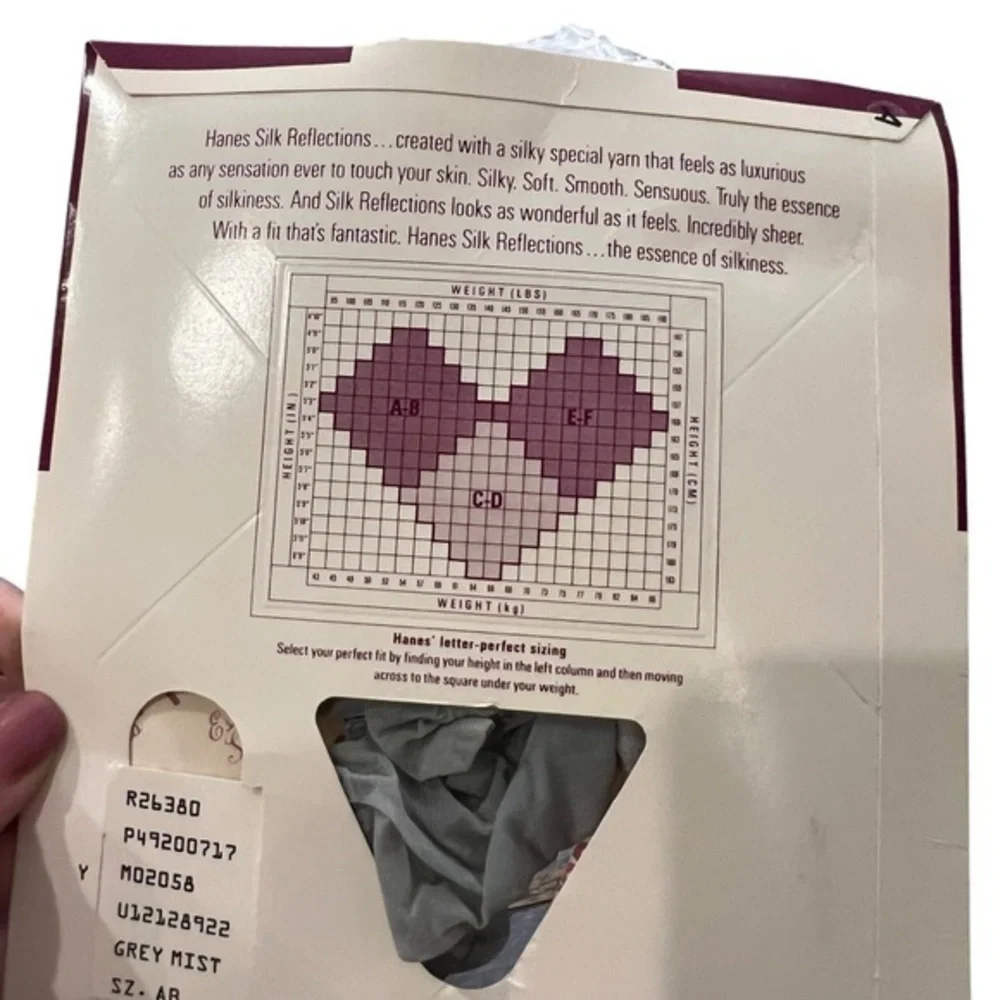 Hanes Silk Reflections Pantyhose Control Top Sandalfoot 717 AB Grey Mist‎ 1989